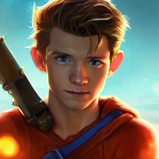 Prompt: Link The movie,live action,played by Tom Holland, blonde hair,detailed 8k,in the style of a movie poster,medium shot,by rossdraws and greg rutkowski