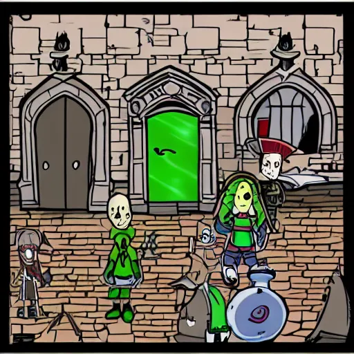 Image similar to cartoon gothic dungeon