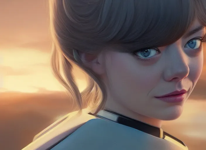 Prompt: a disney film still of emma stone as a star trek officer, finely detailed features, closeup of the face, perfect art, dusk, blue hour, gapmoe yandere grimdark, trending on pixiv fanbox, painted by greg rutkowski, makoto shinkai, takashi takeuchi, alphonse mucha, akihiko yoshida