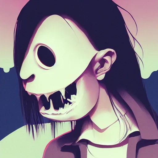 Image similar to face icon stylized minimalist scary stories to tell in the dark, loftis, cory behance hd by jesper ejsing, by rhads, makoto shinkai and lois van baarle, ilya kuvshinov, rossdraws global illumination