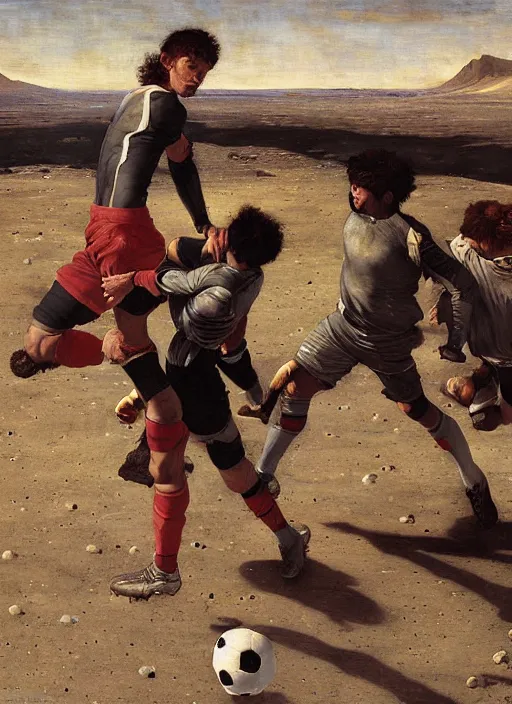 Prompt: a soccer match on the moon by edgar maxence and caravaggio and michael whelan and delacroix style, artistic, intricate painting, cinematic lighting, hyper realistic, extremely detailed, establishing shot, 8 k resolution, dramatic lighting