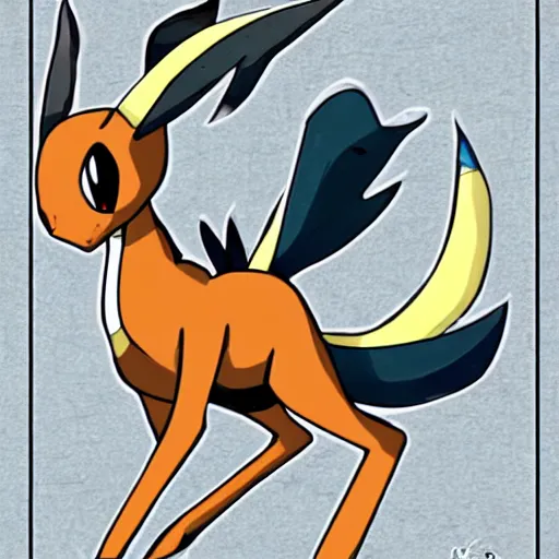 Image similar to a design for a gazelle pokemon illustrated by ken sugimori