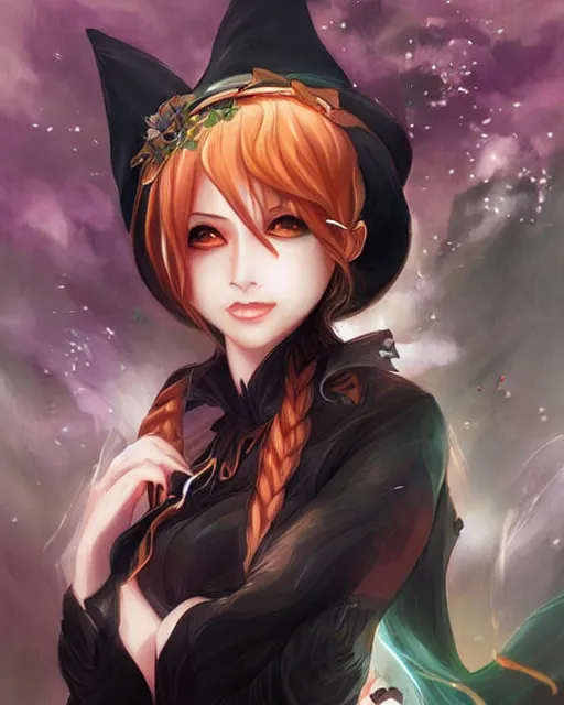 Image similar to Nami anime character beautiful digital illustration portrait of a Witch who design by Ross Tran, artgerm detailed, soft lighting