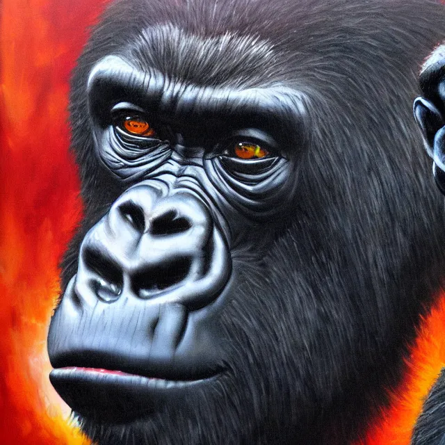Prompt: joe rogan fights a gorilla, trending on artstation, detailed art, oil painting,