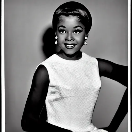 Image similar to black and white photo of a beautiful and elegant 1 9 6 5 young black actress