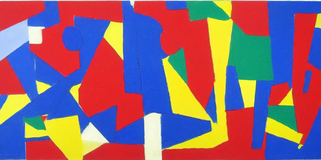 Image similar to minimalist painting of bold coloured shapes, matte, in style of Kazimir Malevich