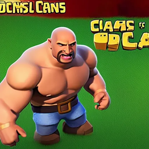 Prompt: dwayne the rock johnson in clash of clans ( mobile game )