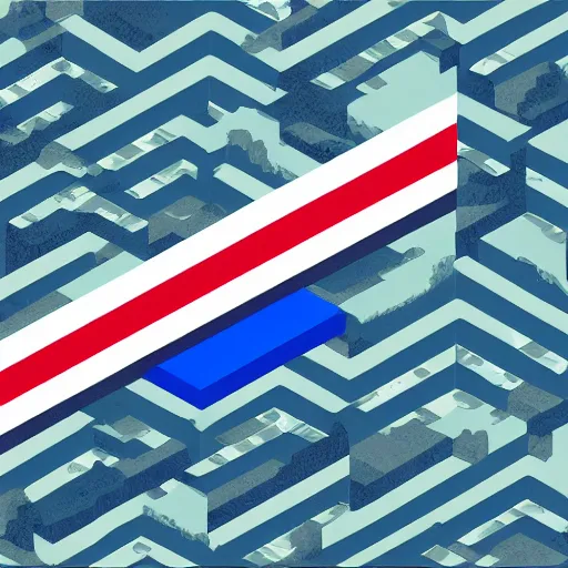 Image similar to serbia, isometric art, highly detailed illustration, flag