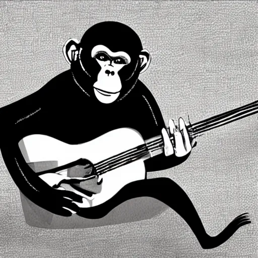 Image similar to a monkey playing guitar