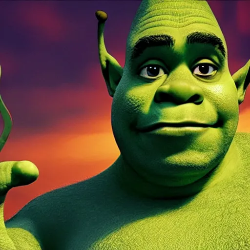 Prompt: movie still of Obama as Shrek