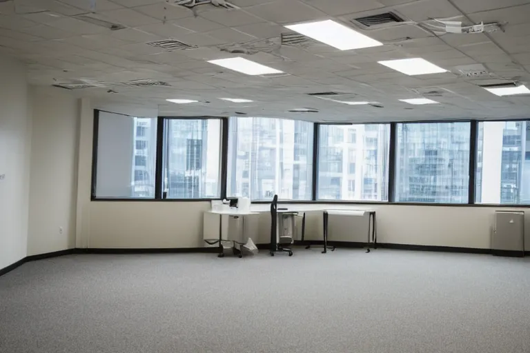 Prompt: an empty office after everyone has moved out