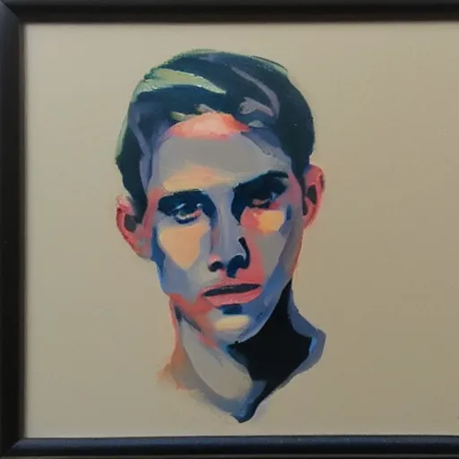 Image similar to handsome young man model limited palette painting