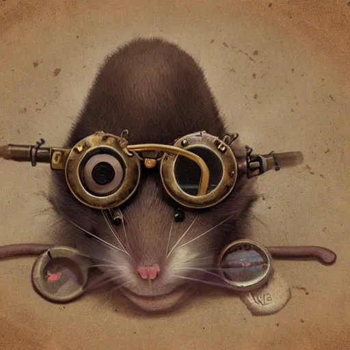 Image similar to a rat with steampunk googles, by CGSociety