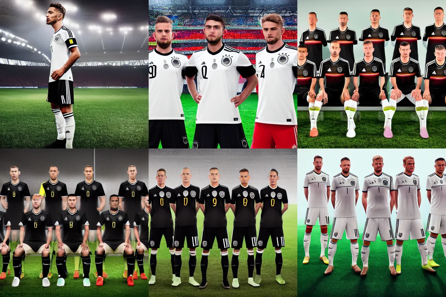 Prompt: germany home kit for the 2 0 2 2 world cup, studio photo, 4 k, highly detailed