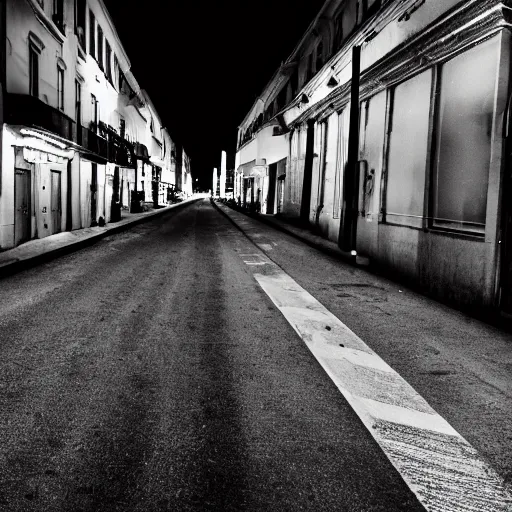 Image similar to A photography of nothingness on the city street at night after the war between humans and AIs by hasior