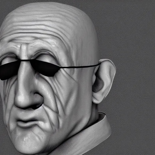 Image similar to mike ehrmantraut as a 3d cartoon character, stylized, portrait, facing forward
