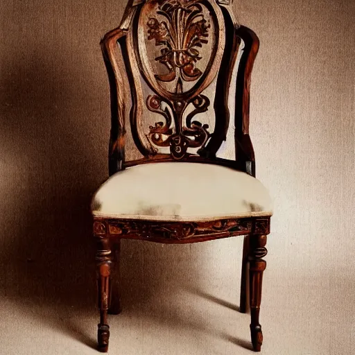 Prompt: a photo of an ornate wooden chair from the gilded age that vaguely looks like Christina Hendricks