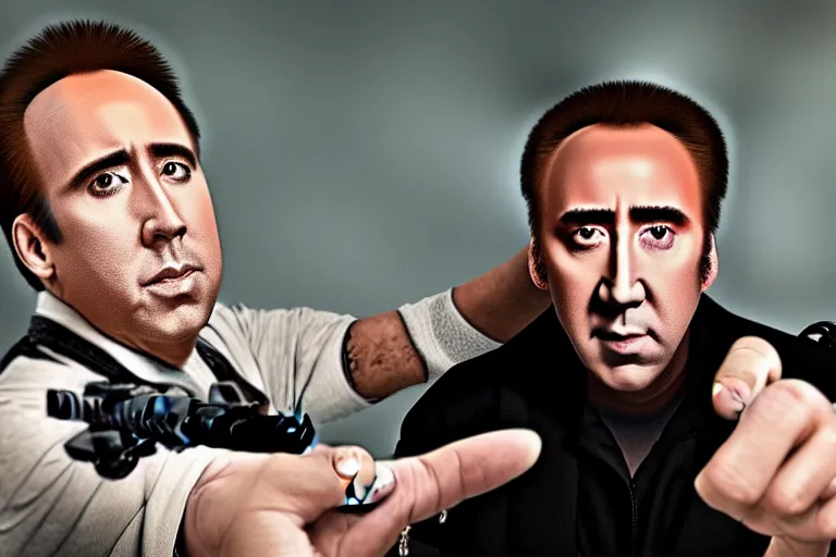 Prompt: Nicolas cage bodycam high resolution still film