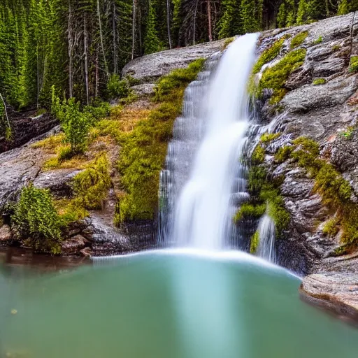 Prompt: waterfall in the middle of northern Alberta, very beautiful, extremely realistic, 4k 8k photo