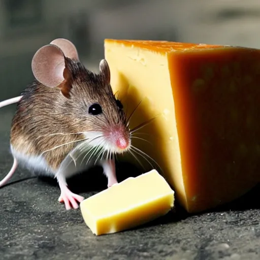 Image similar to mouse eating a giant piece of cheese