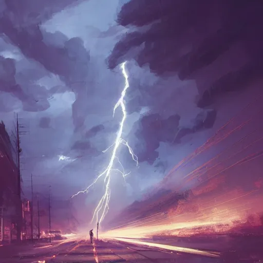 Image similar to lightning striking a telephone pole, dramatic lighting, illustration by Greg rutkowski, yoji shinkawa, 4k, digital art, concept art, trending on artstation