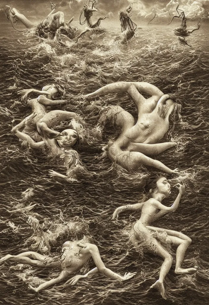 Image similar to highly detailed surrealist art about drowning slowly