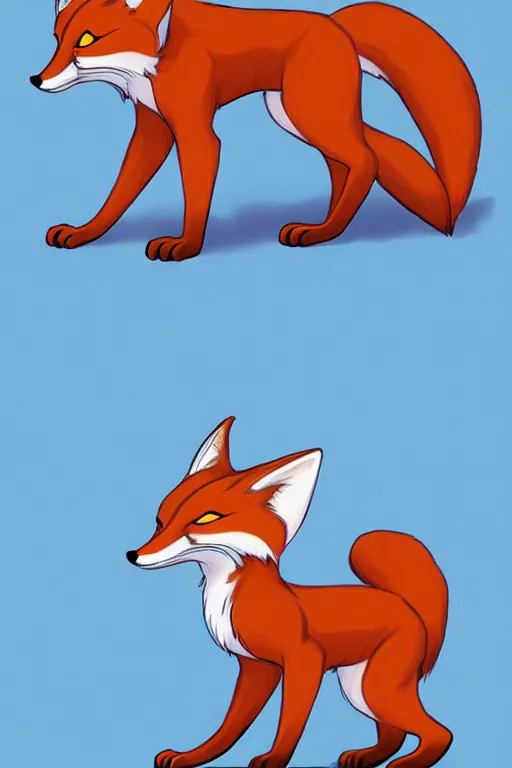 Image similar to an anthropomorphic fox, fursona!!! by don bluth, by kawacy, trending on artstation, full body