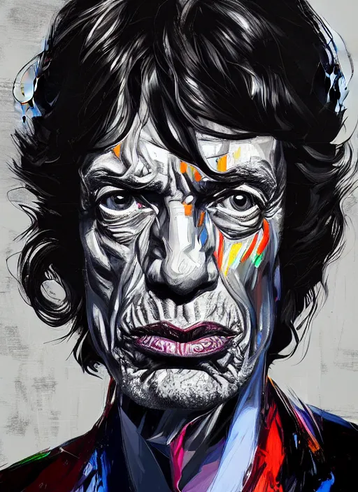 Image similar to portrait mick jagger, dark, intricate, highly detailed, smooth, artstation, digital illustration by francoise nielly