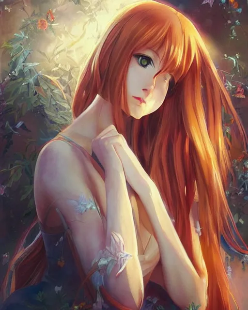 Image similar to A very beautiful painting of Holo from Spice and Wolf anime by rossdraws, wlop, artgerm and Gil Elvgren