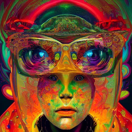 Image similar to An extremely psychedelic experience, colorful, surreal, dramatic lighting, cosmonaut, LSD, face, detailed, intricate, elegant, highly detailed, digital painting, artstation, concept art, smooth, sharp focus, illustration, art by Sam Spratt, Dan Mumford, Artem Demura and Alphonse Mucha