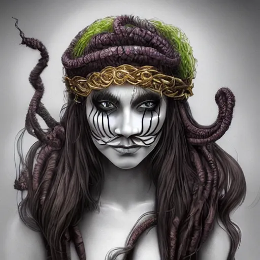 Image similar to anonymous as a medusa, award winning creature portrait photography, extremely detailed, artstation, 8 k, sensual lighting, incredible art, wlop, artgerm