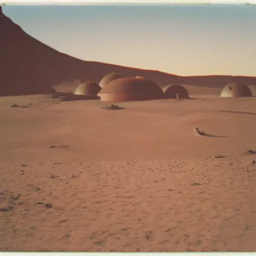 Prompt: polaroid photo of tatooine