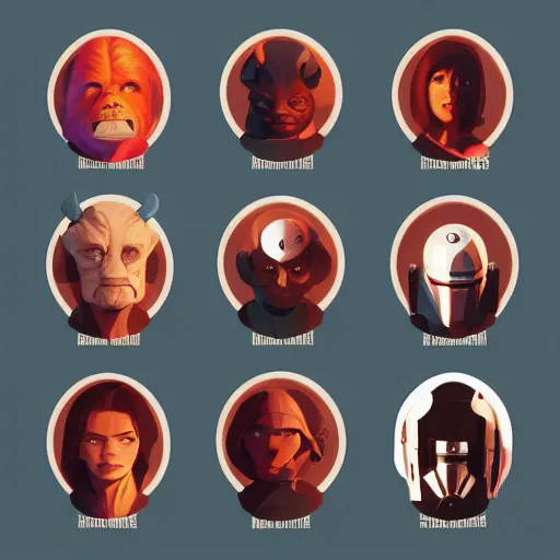 Image similar to face icon stylized minimalist star wars 1 9 7 7, loftis, cory behance hd by jesper ejsing, by rhads, makoto shinkai and lois van baarle, ilya kuvshinov, rossdraws global illumination