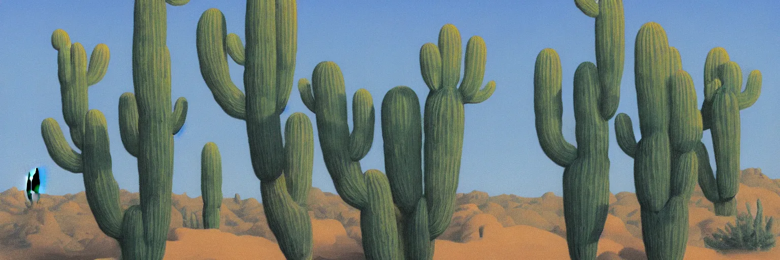 Prompt: arizona cactus painting magritte