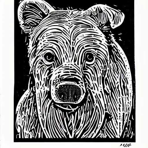 Image similar to a graph style animals, linocut art, retrowave, synthwave, famous art,