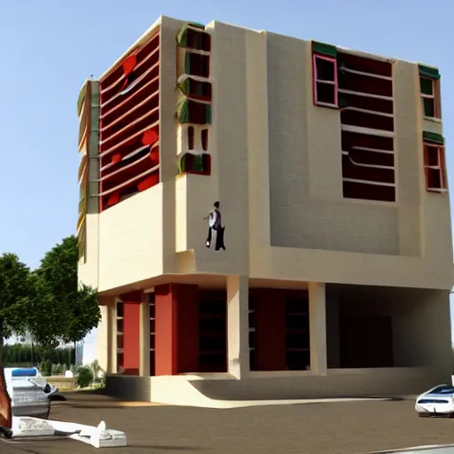 Prompt: a building in the style of nigerian architects