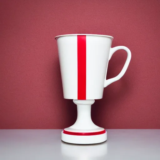 Prompt: an ultra high definition professional studio quality photograph of a red cup on a white plinth in an empty white room. dramatic lighting, shallow d. o. f, colour corrected, three point light.