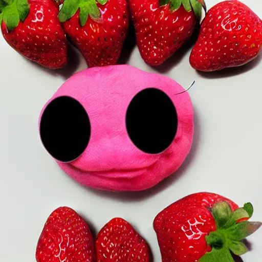 Image similar to strawberry creature with multiple eyes