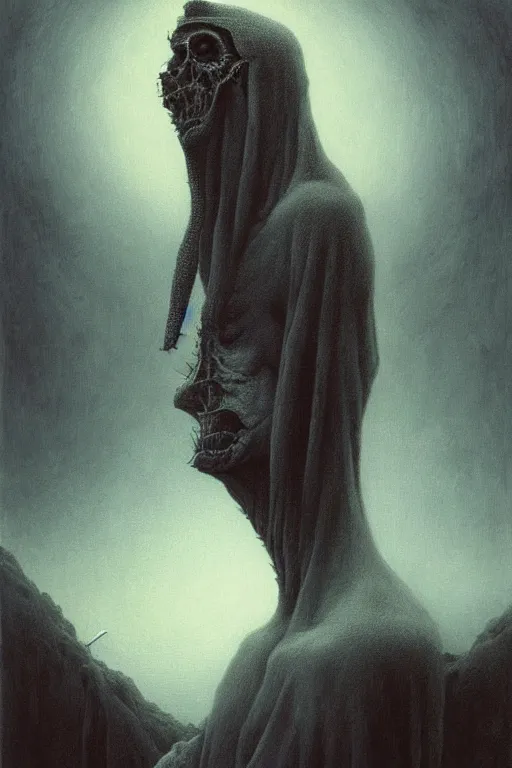 Image similar to potrait of a guy that has crooked teeth, a weird accent, and drinks hot water, by zdzislaw beksinski, by dariusz zawadzki, by wayne barlowe, gothic, surrealism, cosmic horror, lovecraftian, cold hue's, warm tone gradient background, concept art, beautiful composition