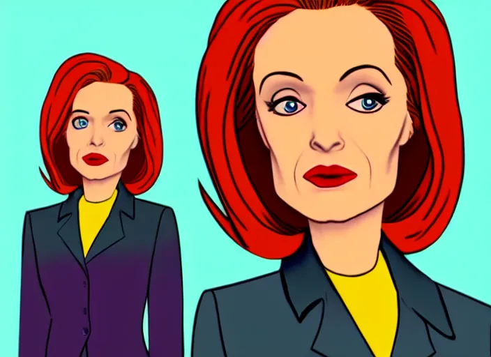 Image similar to dana scully in the style of ninteen seventies disney animation