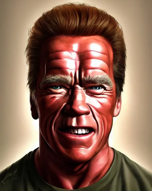 Prompt: arnold schwarzenegger as garbage pail kid, hyper realism, fine details, concept art, digital art, deviantart artstation, very sharp,