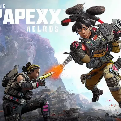 Prompt: APEX Legends Season 14 epic 4k fighting shooting explosions cool downed beast sharp focus ultra high graphics