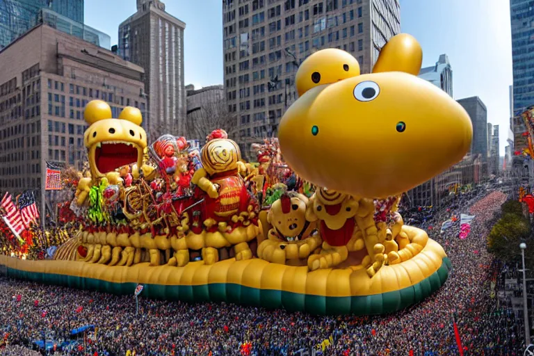 Image similar to photo of giant elaborate parade float designed by geoff darrow!!!! and ( ( ( ( ( ( hr giger ) ) ) ) ) ), in the macys parade, detailed 4 k photo