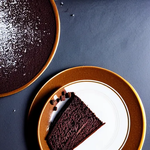 Prompt: a chocolate cake on a plate, volumetric lighting