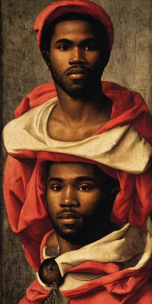 Image similar to renaissance era painting of frank ocean