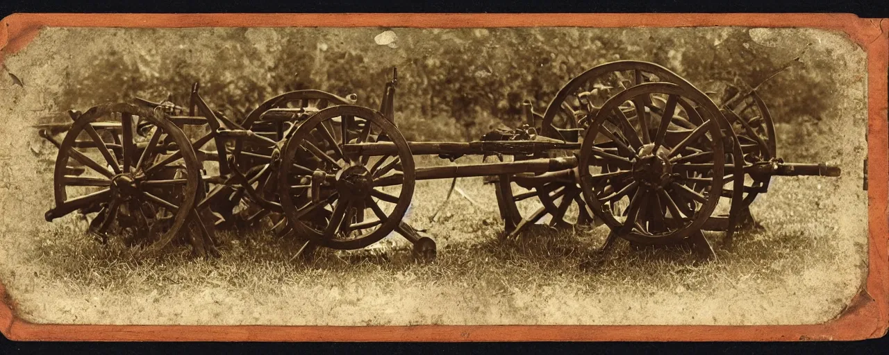 Prompt: 6 - pounder cannon made out of spaghetti, american civil war, tintype, small details, intricate, 5 0 mm, cinematic lighting, photography, wes anderson, film, kodachrome