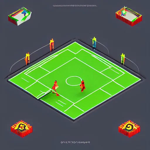 Image similar to isometric soccer lootbox, 3 d, octane, game, artstation