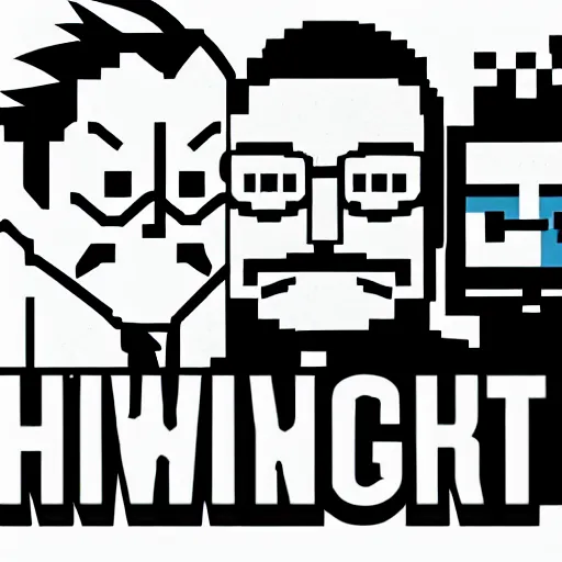 Prompt: photography of phoenix wright doing a selfie with walter white in minecraft, black and white, dark, clear