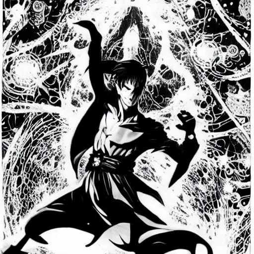 Prompt: pen and ink!!!! attractive 22 year old Dr. Strange Gantz monochrome!!!! Frank Zappa highly detailed manga Vagabond!!!! telepathic floating magic swordsman!!!! glides through a beautiful!!!!!!! battlefield magic the gathering dramatic esoteric!!!!!! pen and ink!!!!! illustrated in high detail!!!!!!!! graphic novel!!!!!!!!! by Hiroya Oku!!!!!!!!! and Frank Miller!!!!!!!!! MTG!!! award winning!!!! full closeup portrait!!!!! action manga panel