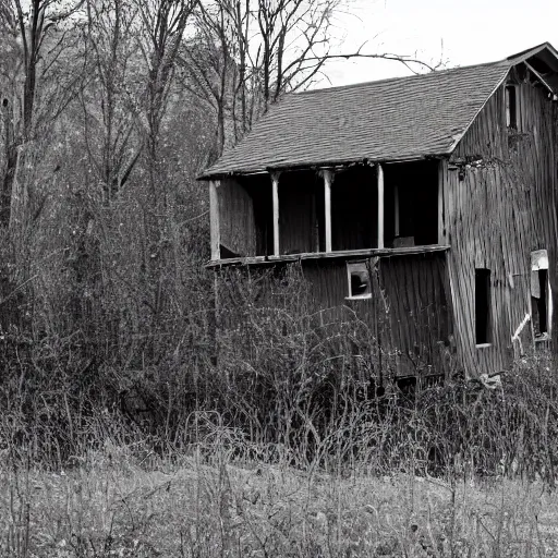 Prompt: a huge abandon house